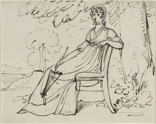 A Lady Seated with a Parasol, by Samuel Woodforde