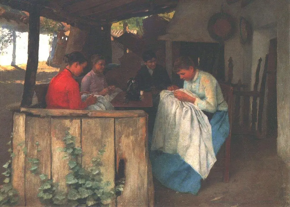On the Porch, by Sándor Bihari