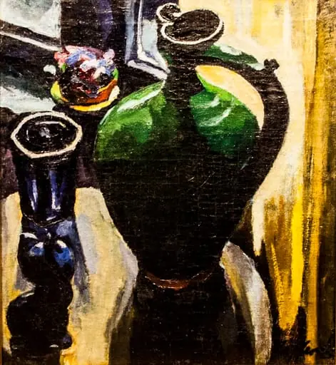 Natură statică cu pahar albastru, by Sándor Ziffer