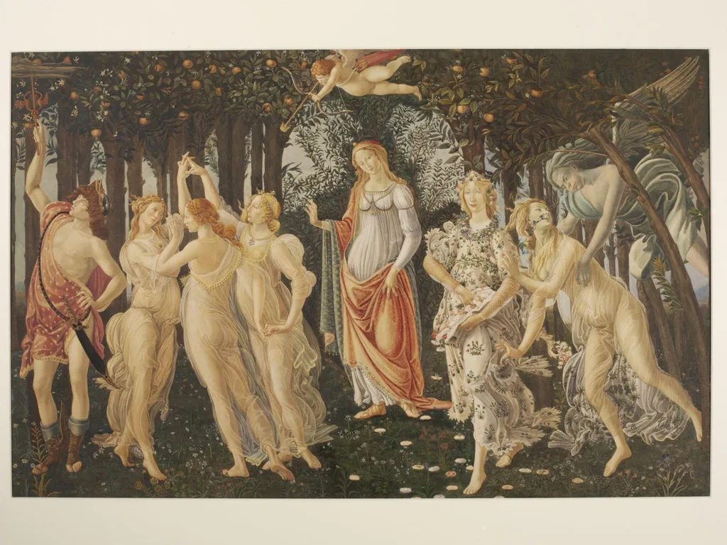 Copy after La Primavera, Sandro Botticelli in the Uffizi (Florence), by Sandro Botticelli, watercolor