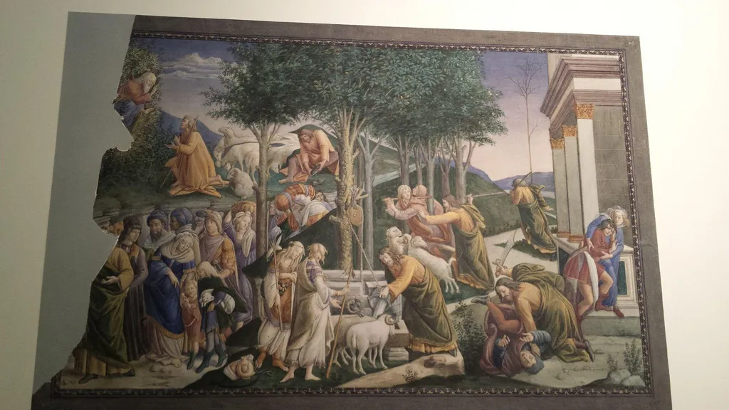 Copy after the painting The Trials of Moses (Moses at the Well) by Sandro Botticelli in the Sistine Chapel (Rome), by Sandro Botticelli, watercolor