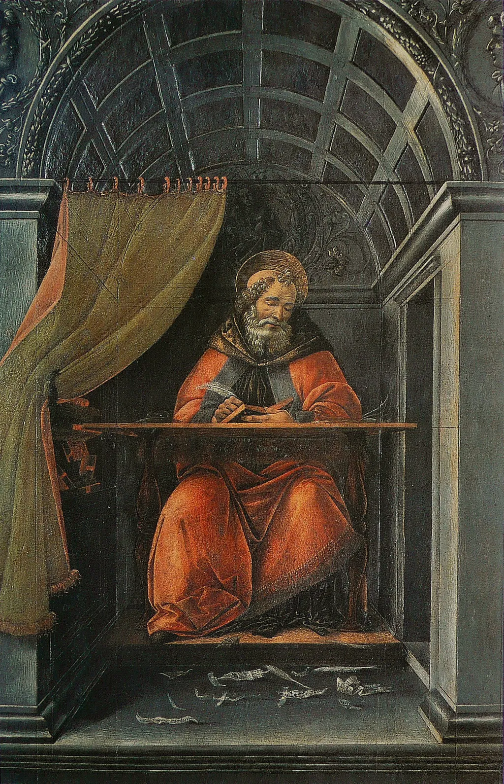 Saint Augustine in His Cell, by Sandro Botticelli, tempera, 1496