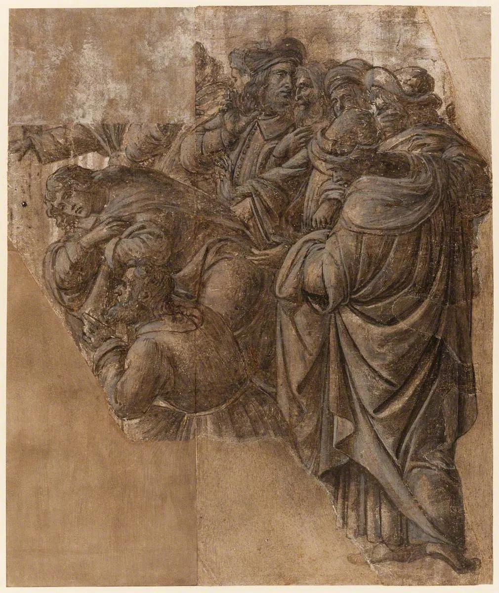 Two Fragments of a Cartoon of 'The Adoration of the Magi', by Sandro Botticelli, unspecified, 1487
