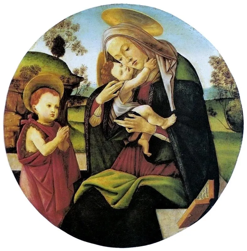 Virgin and Child with the Infant John the Baptist, by Sandro Botticelli, tempera, 1496