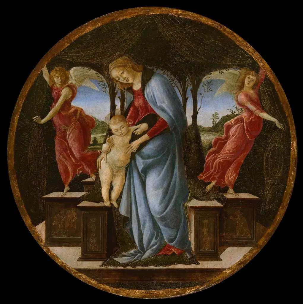 Virgin and Child with Two Angels, by Sandro Botticelli