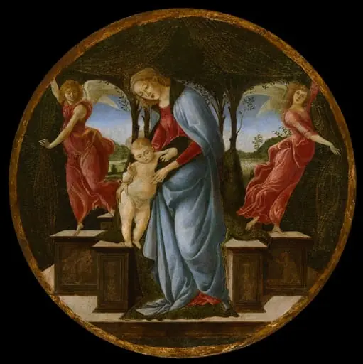 Virgin and Child with Two Angels, by Sandro Botticelli
