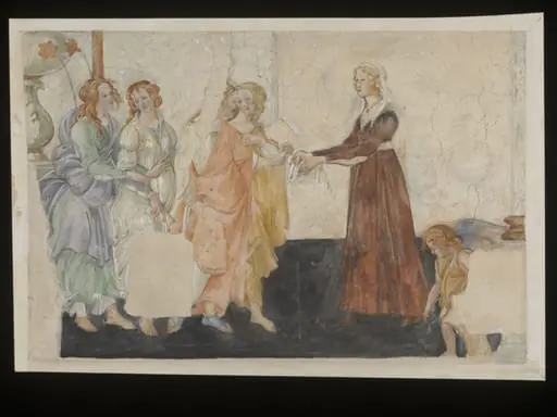 Watercolou, copy after Venus and the Three Graces, Sandro Botticelli in the Musée du Louvre (Paris), by Sandro Botticelli