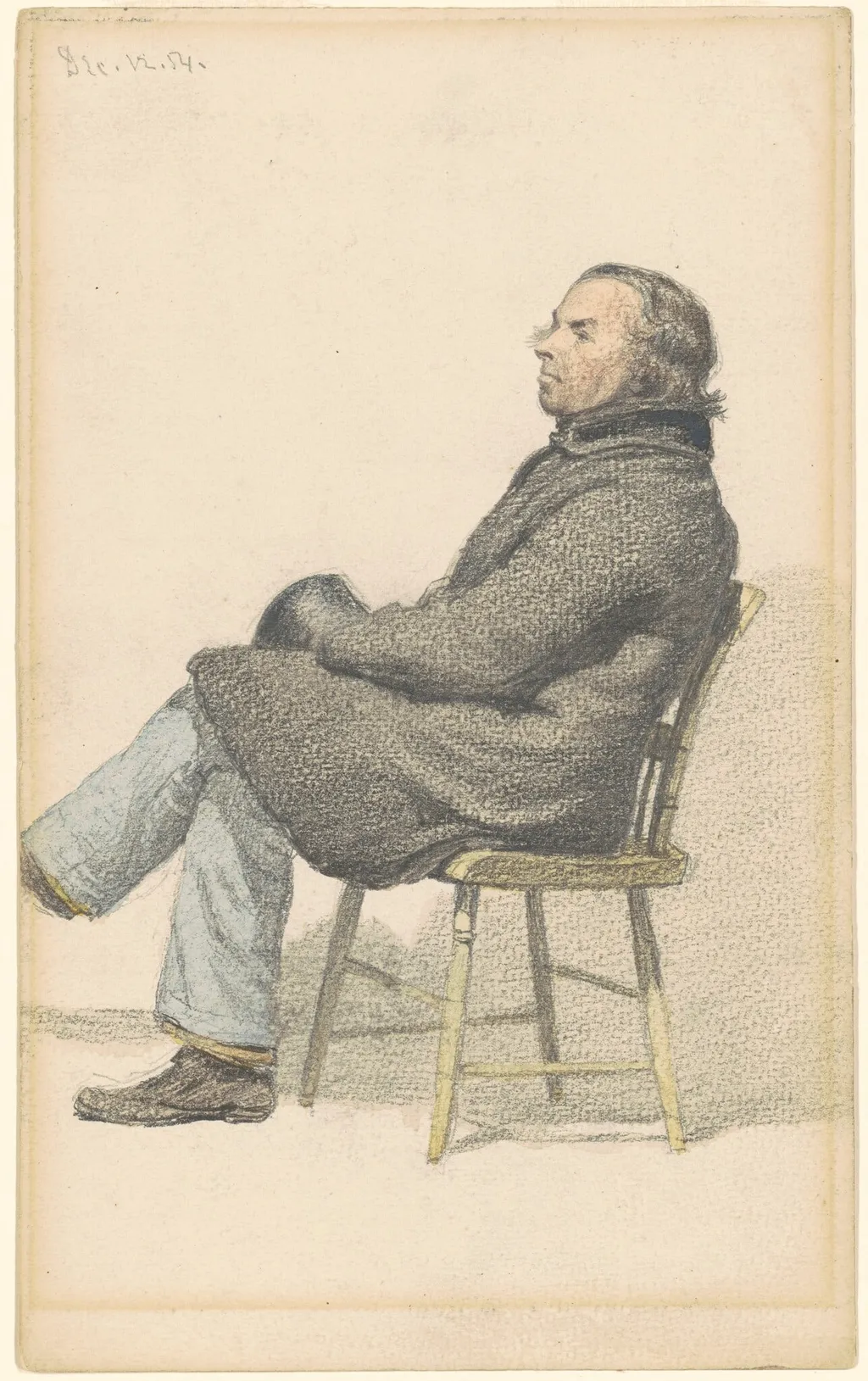 Man Seated in Hitchcock Chair, by Sanford Robinson Gifford, graphite, 1854