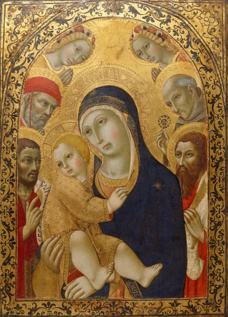 Madonna and Child with Saints Jerome, John the ..., by Sano di Pietro