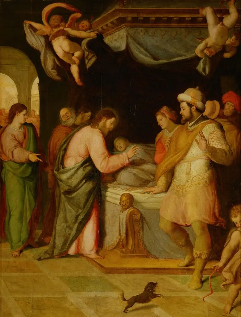 Raising the daughter of Jairus, by Santi di Tito