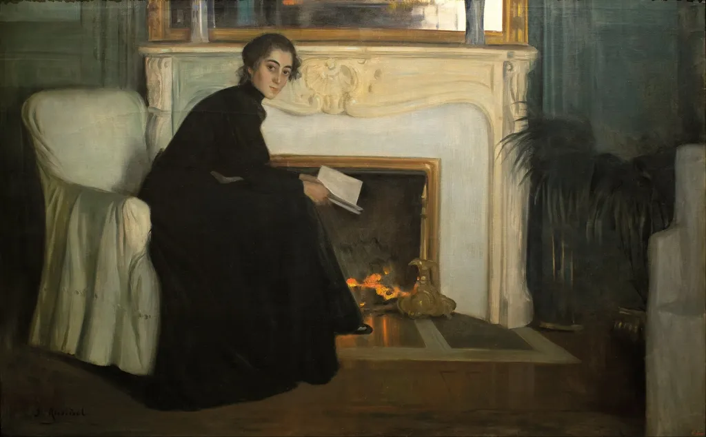 Romantic Novel, by Santiago Rusiñol i Prats, oil, 1898