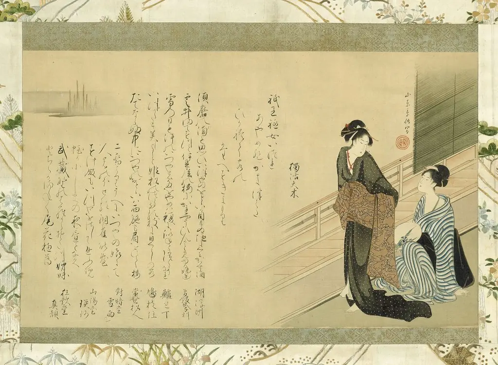 Two Beauties on a Veranda, by Santō Kyōden