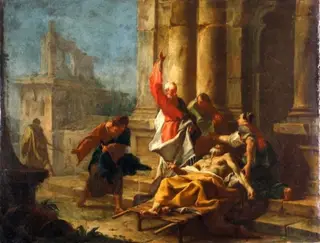 Sântul Petru tămăduind un bolnav; pandant: Socrate în închisoare