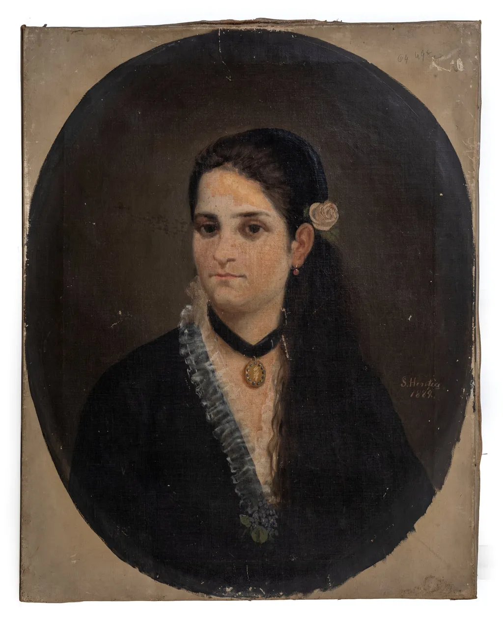 Portret de femeie, by Sava Henția, 1876