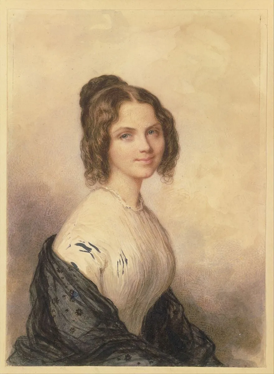 Anne Charlotte Lynch (Later Mrs. Vincenzo Botta), by Savinien Edme Dubourjal, gouache, 1847