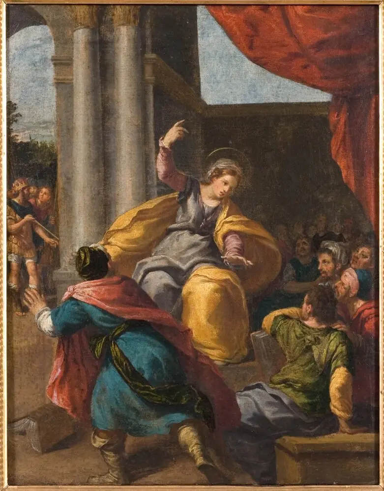 St Catherine among the Philosophers, by Scarsellino