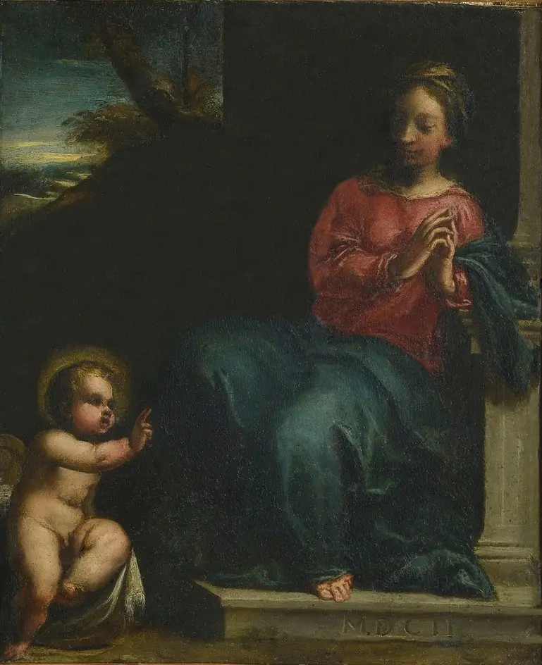 The Infant Christ blessing the Virgin, by Scarsellino