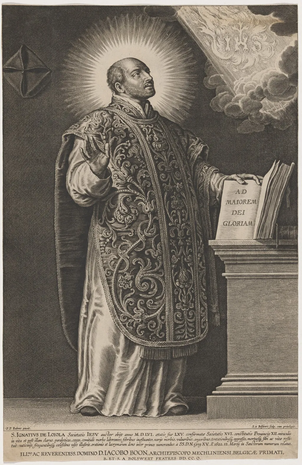 Saint Ignatius de Loyola, by Schelte Adams Bolswert, ink, 1622