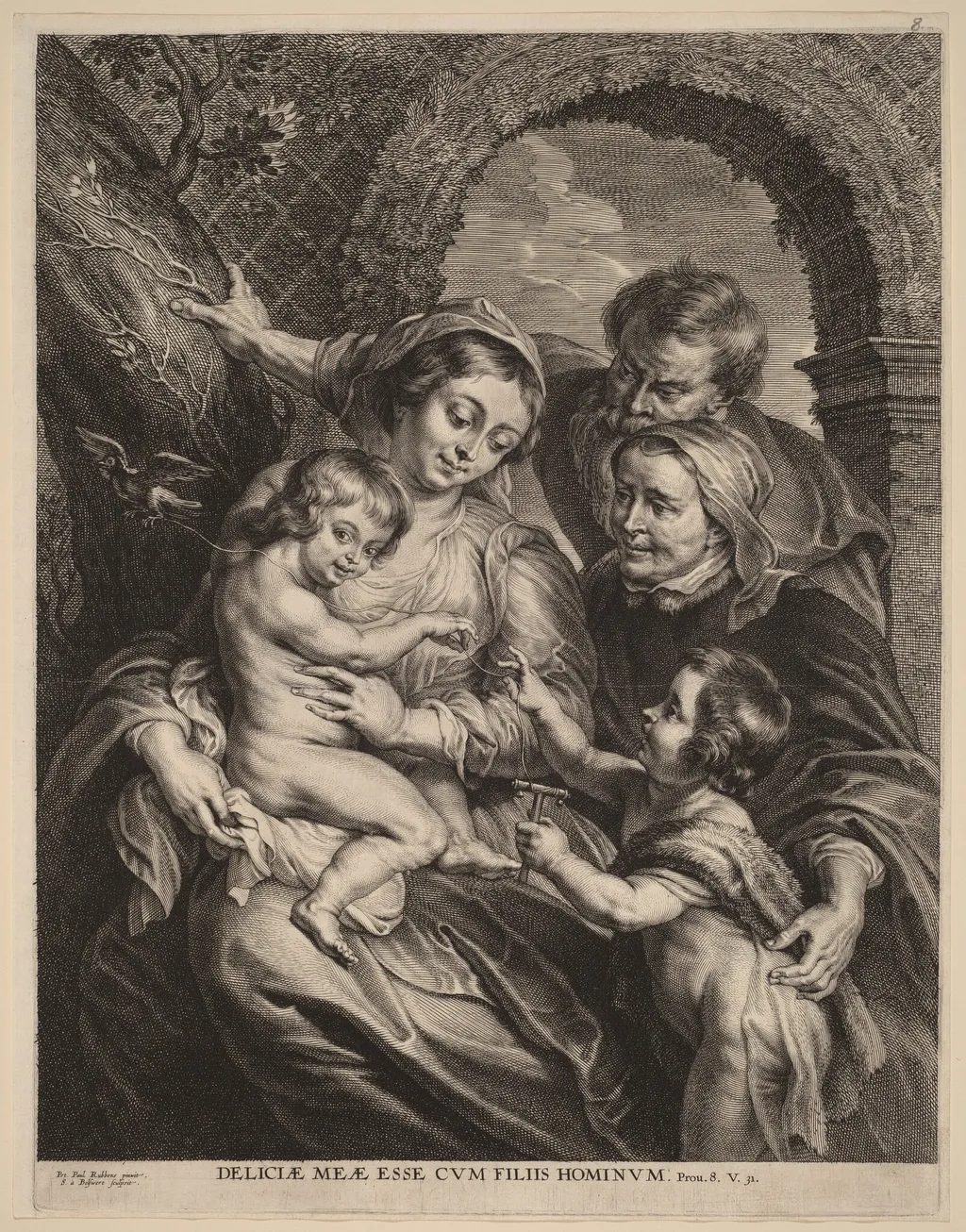 The Holy Family with the Goldfinch, by Schelte Adams Bolswert, ink, 1622