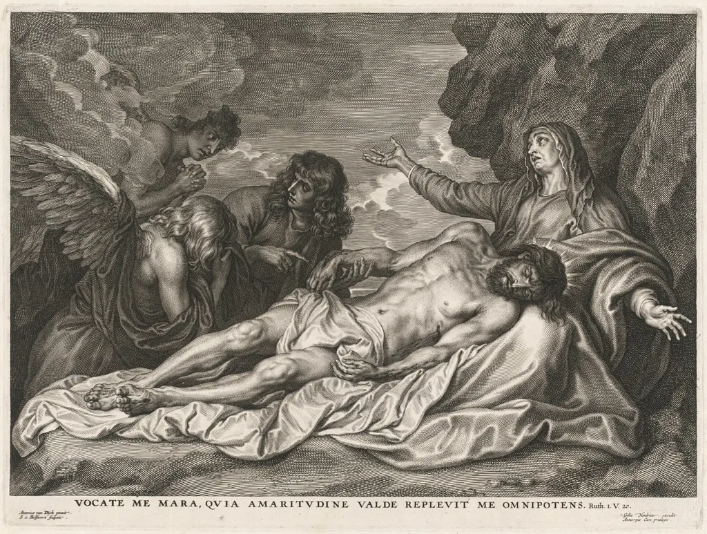 Virgin Supporting the Dead Christ, by Schelte Adams Bolswert, ink, 1622