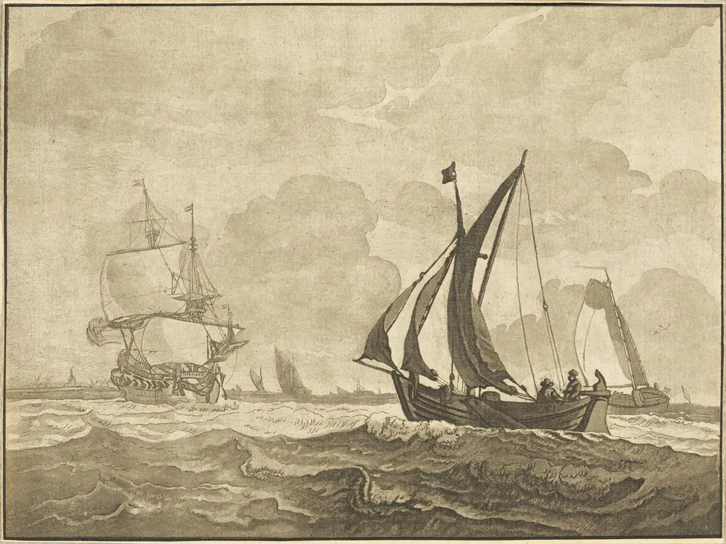 Seascape, by Schönecker, ink, 1784