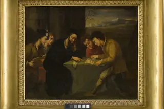 School Teaching, a Teacher with Four Pupils