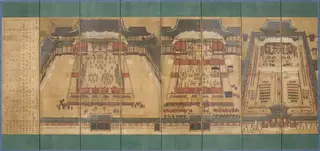 Screen of Banquets for Dowager Queen Sinjeong in Gyeongbokgung Palace Eight-panel Folding Screen