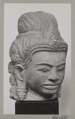 Sculpture, head of Asura, Ankor region, 12th - 13th century, H.G. Quaritch Wales collection