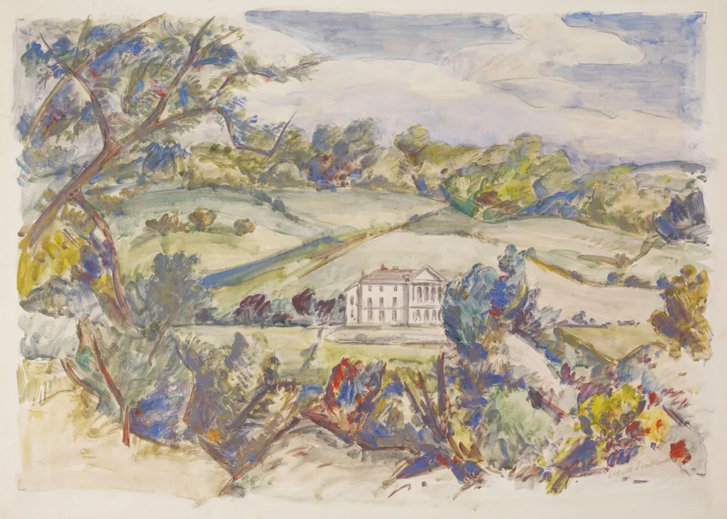 Dashwood House from West Wycombe Hill, by Seabrooke, watercolor, 1940
