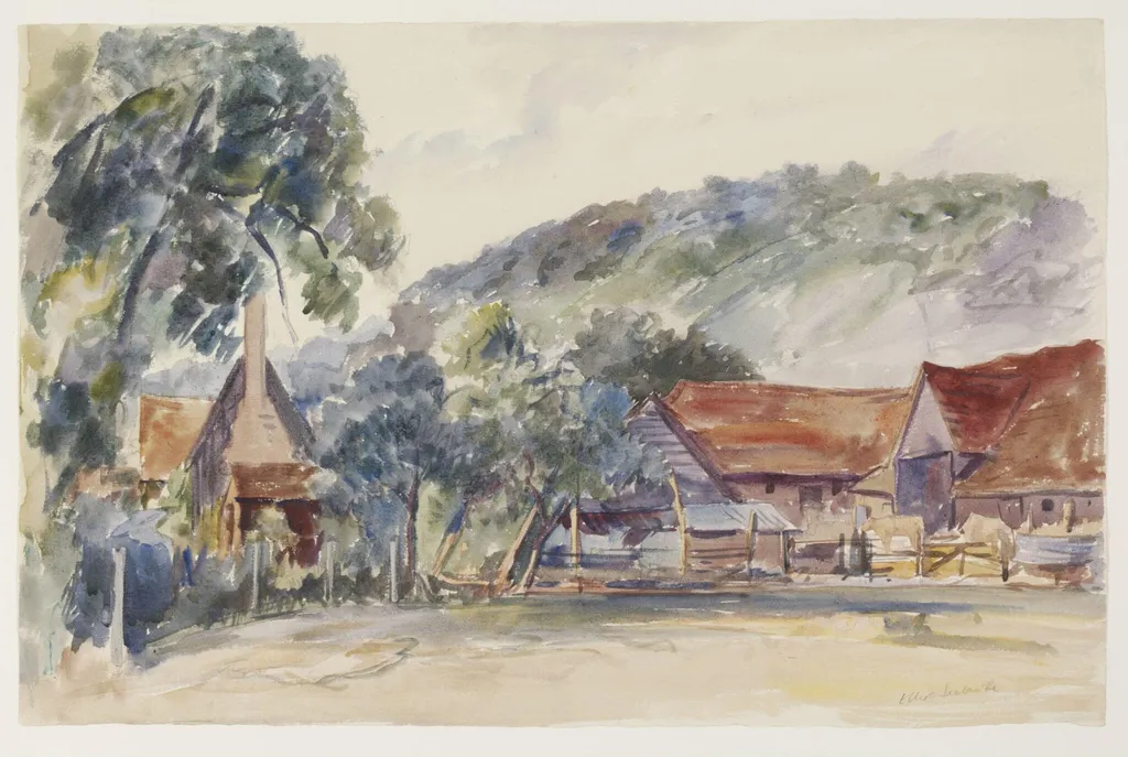 Turville from the Churchyard, by Seabrooke, watercolor, 1940