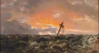 Seascape with a Wreck, by Johan Christian Dahl