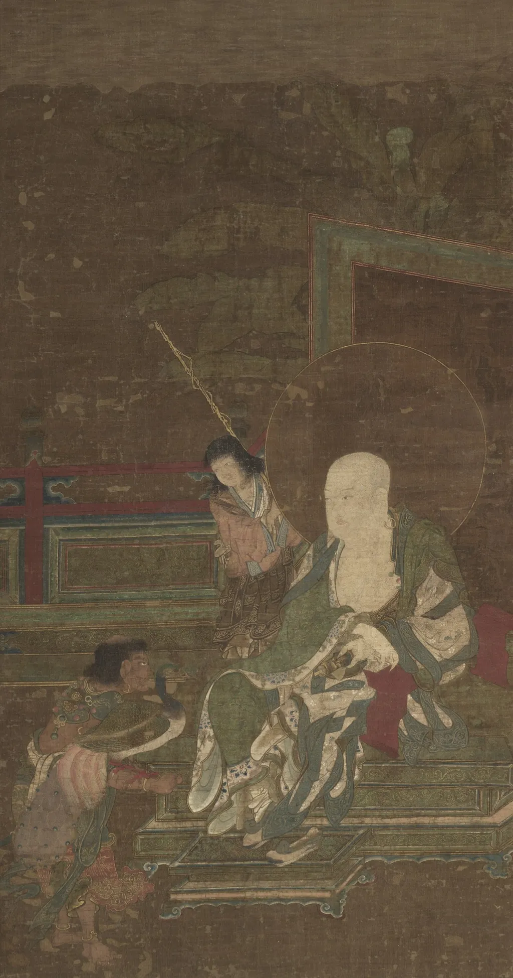 Seated Arhat with Two Attendants, unspecified, 1294