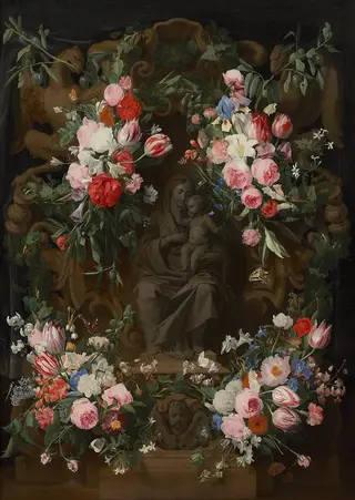Seated Maria in a Flower Garland, by Erasmus Quellinus II