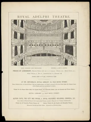 Seating plan for the Royal Adelphi Theatre ca.1880