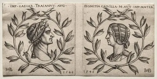 Busts of Emperor Trajan and Domitia Calvilla, by Sebald Beham