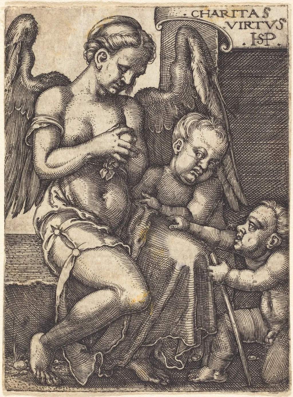Charitas (Charity), by Sebald Beham, ink, 1539