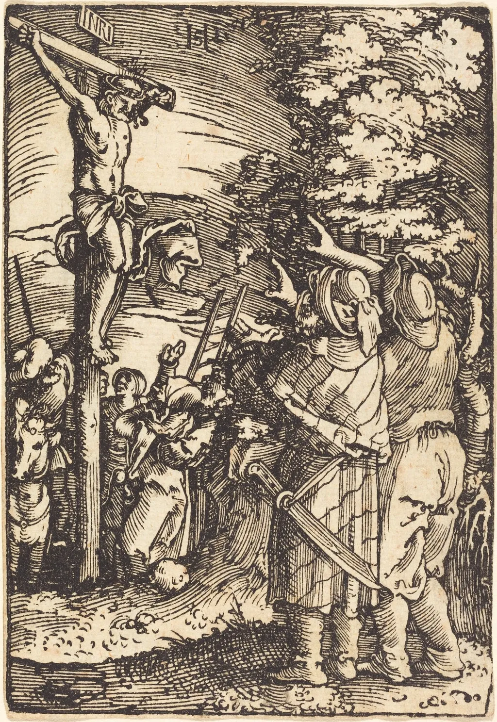 Christ on the Cross, by Sebald Beham, ink, 1521