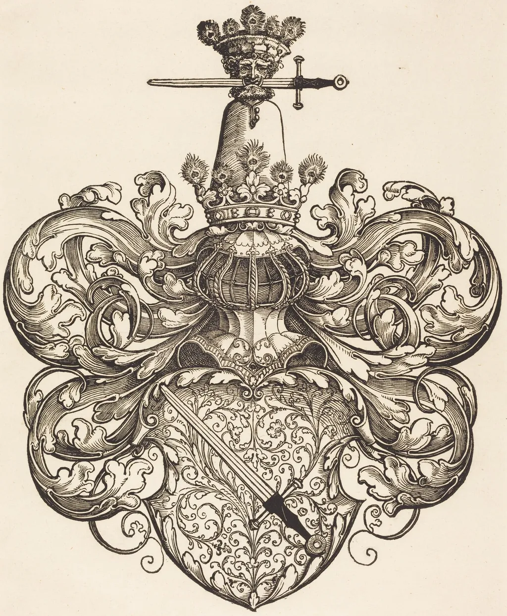 Coat of Arms of the Kress von Kressenstein Family, by Sebald Beham, ink, 1530