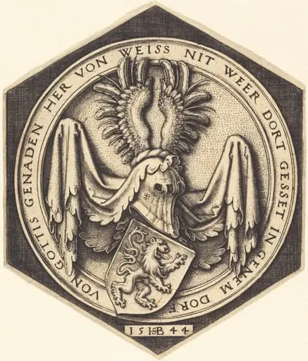 Coat of Arms with a Rampant Lion, by Sebald Beham