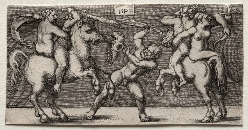 Combat of Three Men, by Sebald Beham, 1546