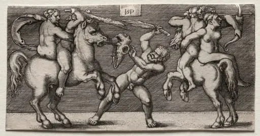Combat of Three Men, by Sebald Beham
