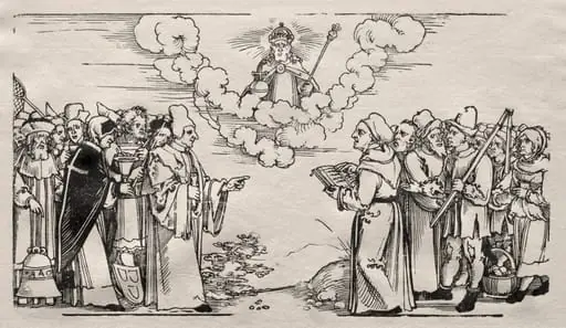 Dispute between Luther and a Catholic Theologian, by Sebald Beham