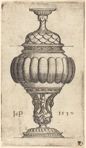 Double Goblet with Oval Decorations, by Sebald Beham