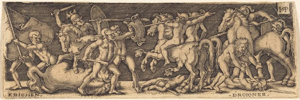 Greeks and Trojans, by Sebald Beham, ink, 1525