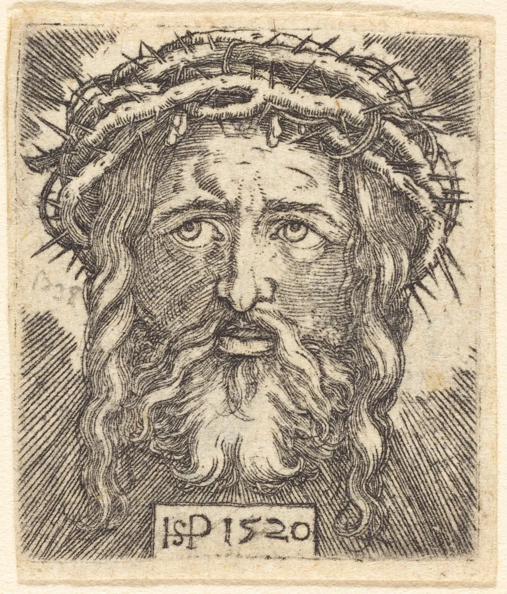 Head of Christ, by Sebald Beham, ink, 1520