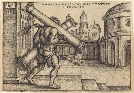 Hercules Carrying the Columns of Gades, by Sebald Beham