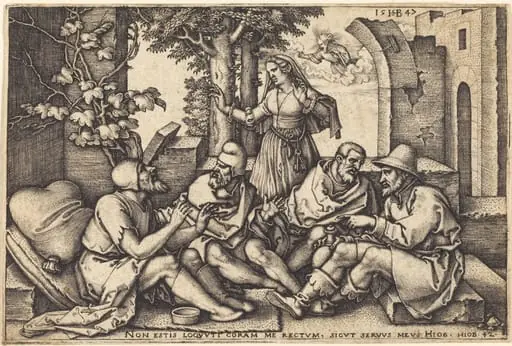 Job Conversing with His Friends, by Sebald Beham