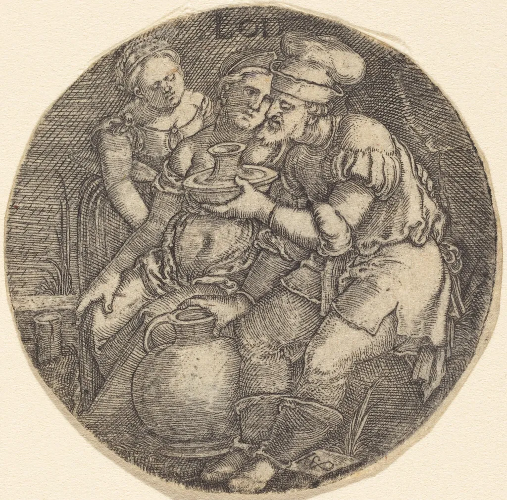Lot and His Daughters, by Sebald Beham, ink, 1526