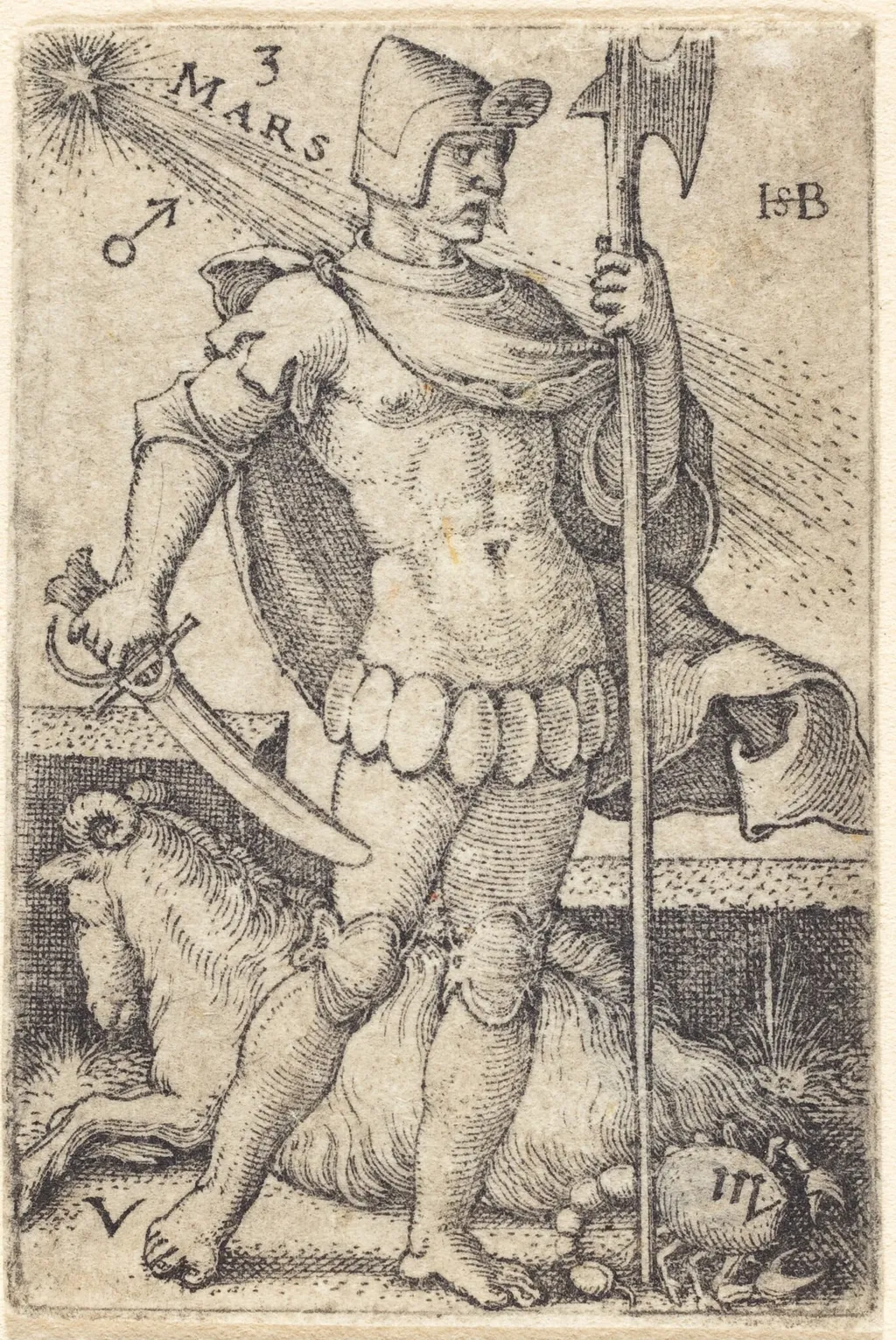 Mars, by Sebald Beham, ink, 1539