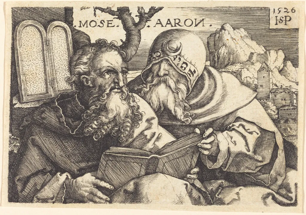Moses and Aaron, by Sebald Beham, ink, 1526